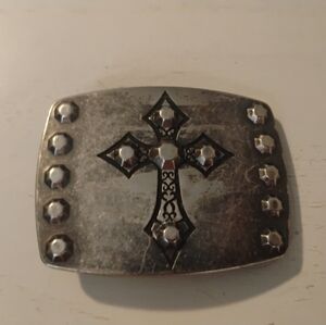 Men's Stylish Silver Cross Belt Buckle
